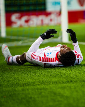 Mushaga Bakenga of Tromsø looks dejected