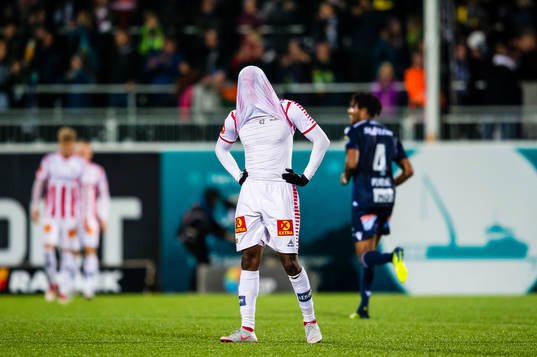 Mushaga Bakenga of Tromsø looks dejected