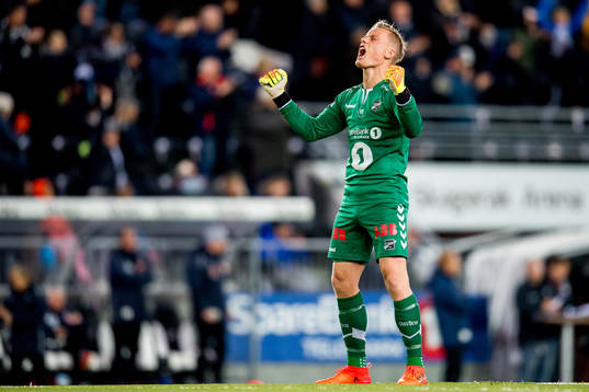 Goalkeeper Sondre Rossbach of Odd celebrates
