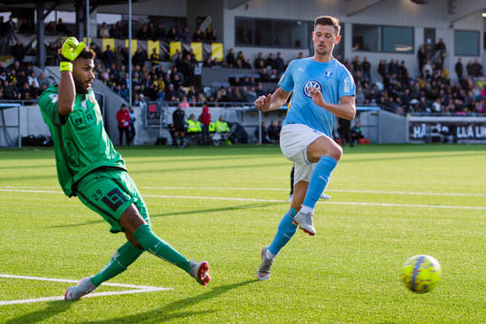 Häckens målvakt Jonathan Ursin Rasheed och Malmö FFs
