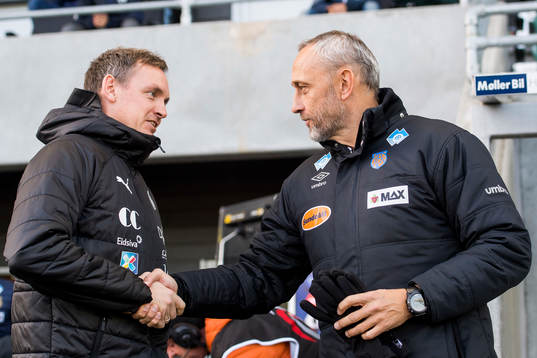 Kevin Knappen, head coach of HamKam, and Lars Bohinen, head
