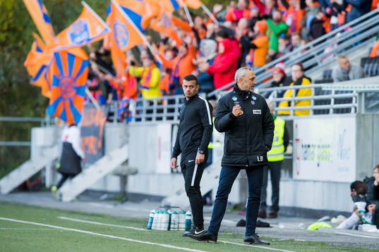 Lars Bohinen, head coach of Aalesund celebrates