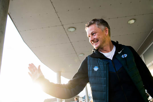 Ole Gunnar Solskjær, manager of Molde, arrives