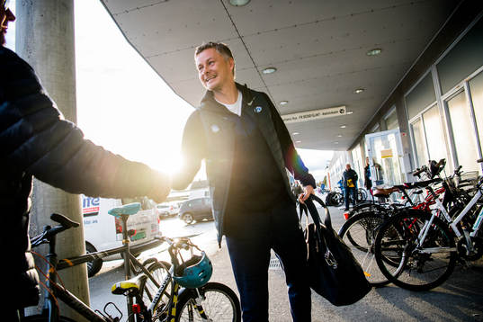 Ole Gunnar Solskjær, manager of Molde, arrives