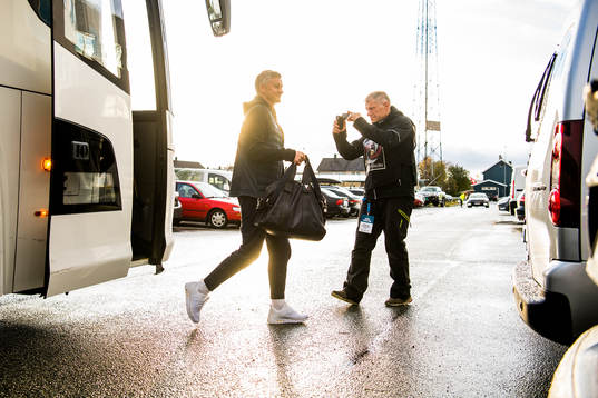Ole Gunnar Solskjær, manager of Molde, arrives