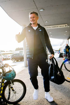 Ole Gunnar Solskjær, manager of Molde, arrives