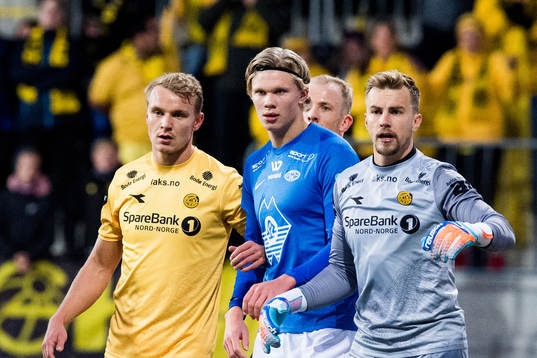 Erling Braut Håland of Molde and goalkeeper Ricardo