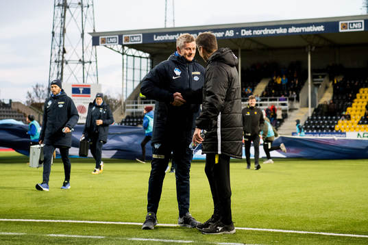 Ole Gunnar Solskjær, manager of Molde, and Kjetil Knutsen,