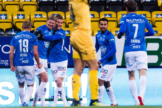 Erling Braut Håland of Molde celebrate the 1-0 goal