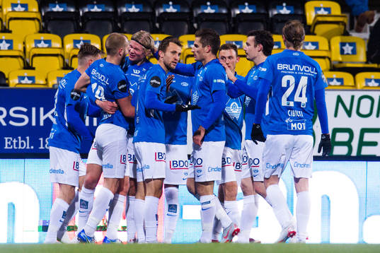Erling Braut Håland of Molde celebrate the 1-0 goal