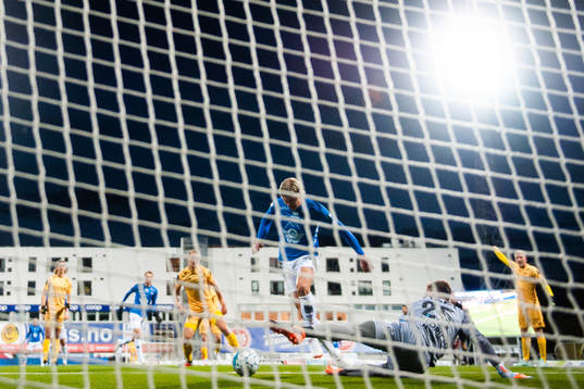 Erling Braut Håland of Molde scores the 0-1 goal behind