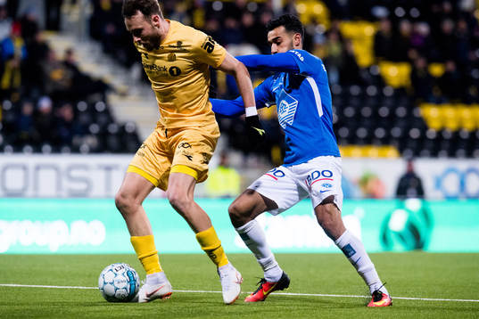 José Ángel of Bodø/Glimt and Etzaz Hussain of Molde