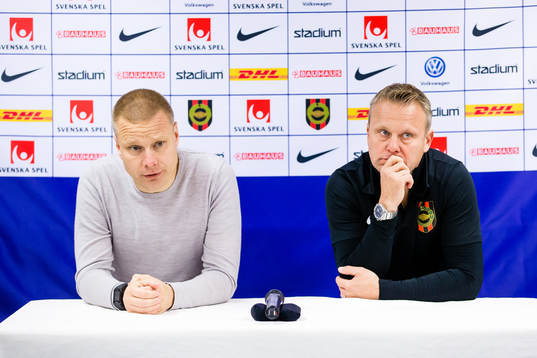 Hammarbys tränare Stefan Billborn och presskonferensen