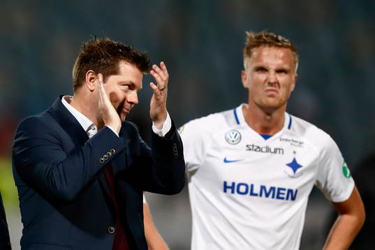Norrköpings tränare Jens Gustafsson och Kasper Larsen