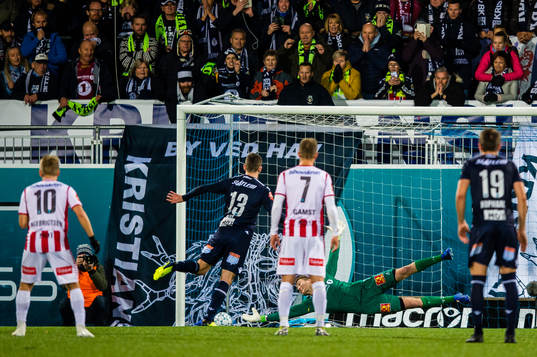 Bendik Bye of Kristiansund scores the  3-0 goal