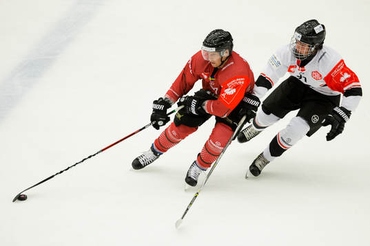 Ryan Lasch of Frölunda and Jonathan Brinkman of Aalborg