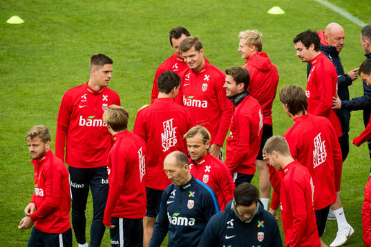 Alexander Sørloth and Håvard Nordtveit of Norway