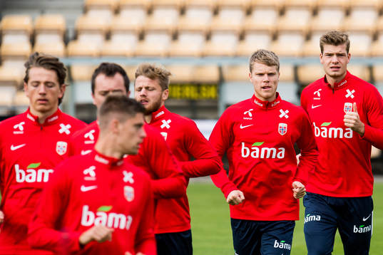 Sigurd Rosted and Alexander Sørloth of Norway