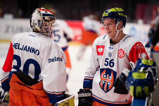 Goalkeeper Christian Heljanko and Juho Rautanen of Tappara