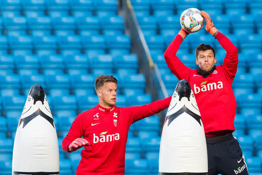 Goalkeeper Ørjan Håskjold Nyland and goalkeeper Rune