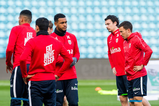 Joshua King, Vegard Forren and Martin Linnes of Norway