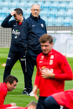 Lars Lagerbäck, head coach of Norway, and Alexander