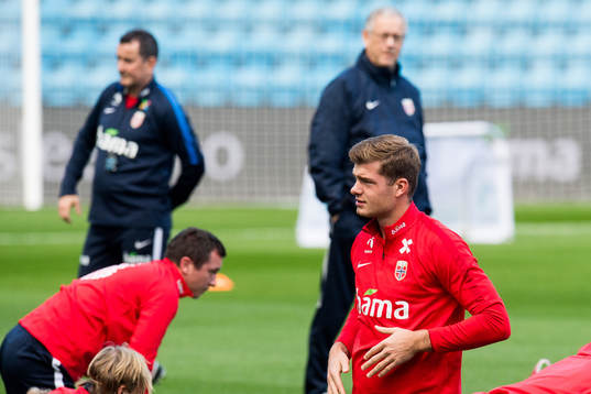 Lars Lagerbäck, head coach of Norway, and Alexander