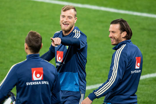 John Guidetti and Gustav Svensson of Sweden