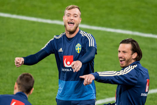 John Guidetti and Gustav Svensson of Sweden