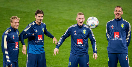 Oscar Hiljemark, Mikael Lustig, Emil Krafth and goalkeeper