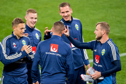 Ludwig Augustinsson, Emil Krafth, goalkeeper Robin Olsen