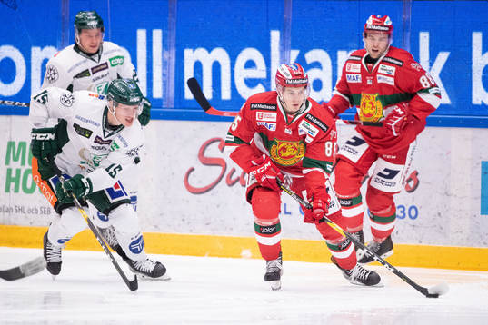 Färjestads Gustav Rydahl och Moras Michael Haga och