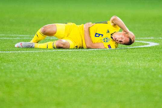 Ludwig Augustinsson of Sweden lies down