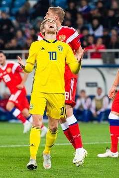 Emil Forsberg of Sweden reacts