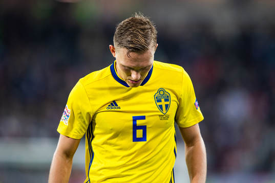 Ludwig Augustinsson of Sweden looks dejected