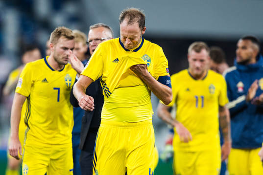 Andreas Granqvist of Sweden looks dejected