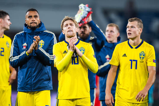 Isaac Kiese Thelin, Emil Forsberg and Viktor Claesson of