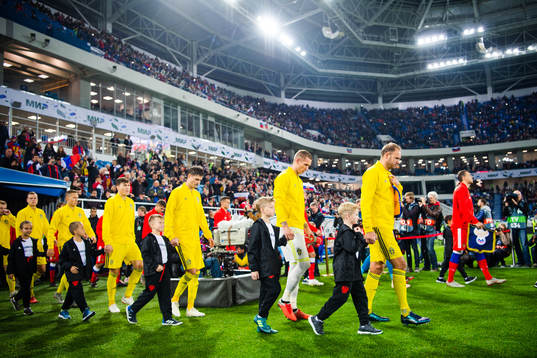 Andreas Granqvist of Sweden enters the pitch
