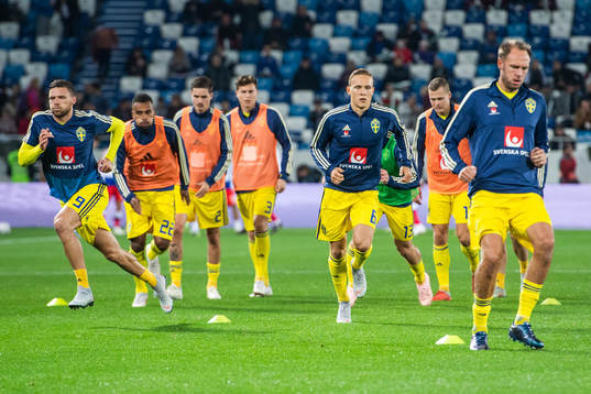 Marcus Berg, Ludwig Augustinsson and Andreas Granqvist of