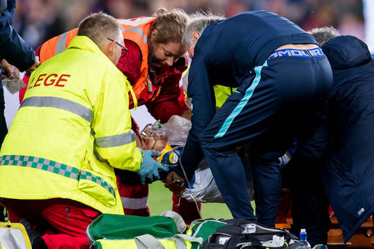 Luka Krajnc of Slovenia with an injury