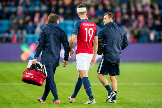 Markus Henriksen of Norway with an injury