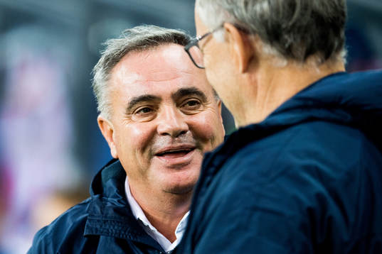 Tomaz Kavcic, head coach of Slovenia, and Lars Lagerbäck,