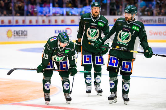 Färjestads Daniel Viksten, Ilari Melart och Mikael