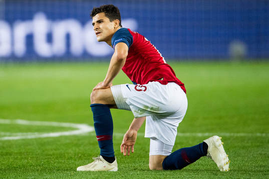 Tarik Elyounoussi of Norway looks dejected
