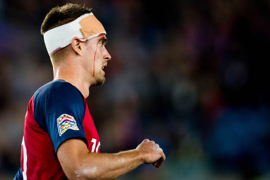 Markus Henriksen of Norway with an injury
