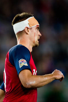 Markus Henriksen of Norway with an injury