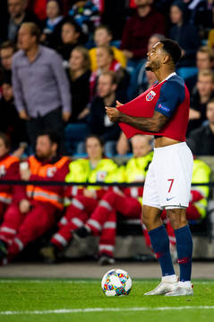 Joshua King of Norway reacts