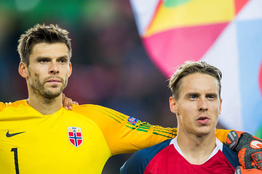 Goalkeeper Rune Almenning Jarstein and Stefan Johansen of