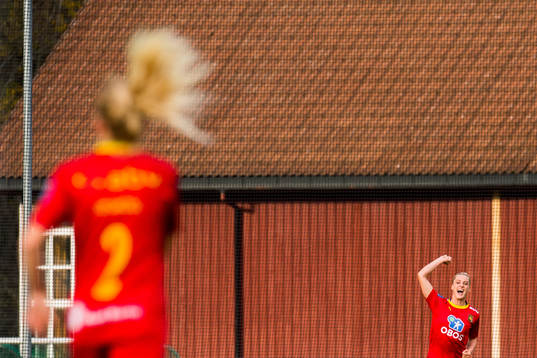 Katrine Jørgensen of Røa celebrates the 2-0 goal