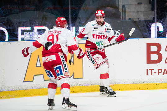 Timrås Filip Hållander och Ludvig Rensfeldt jublar